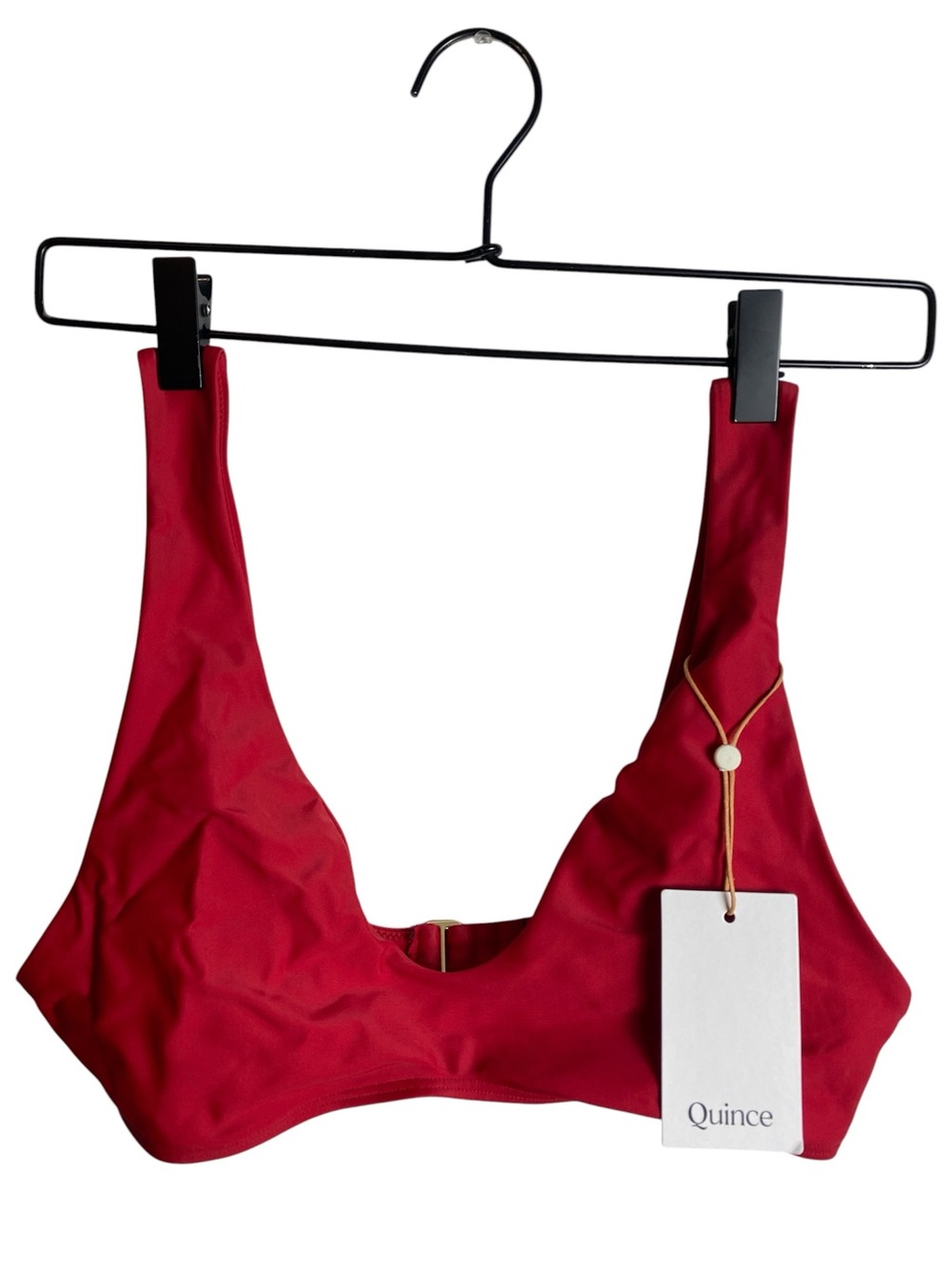 Quince Cherry Red Italian Plunge Bikini Swim Top